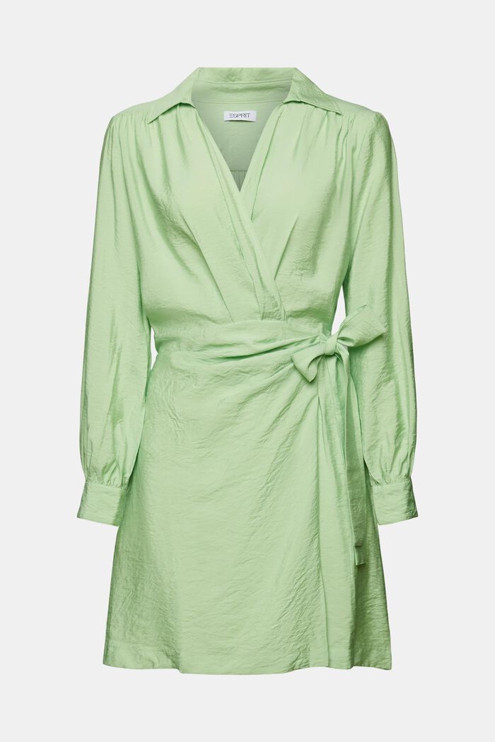 Kopertowa sukienka mini z marszczeniami, LIGHT GREEN, detail image number 5