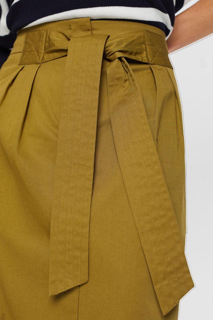 Spódnica do kolan z paskiem, 100% bawełna, OLIVE, detail image number 2