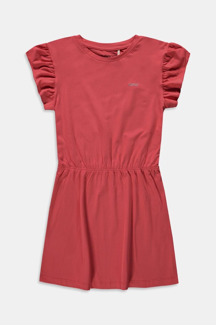 Dżersejowa sukienka z rękawami z falbanką, ORANGE RED, detail image number 0