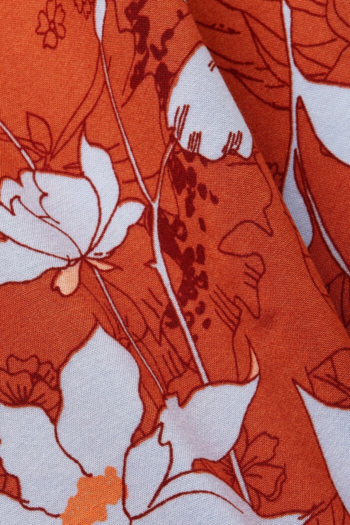 Bluzka w kwiaty z dekoltem z rozcięciem, CORAL ORANGE, detail image number 5