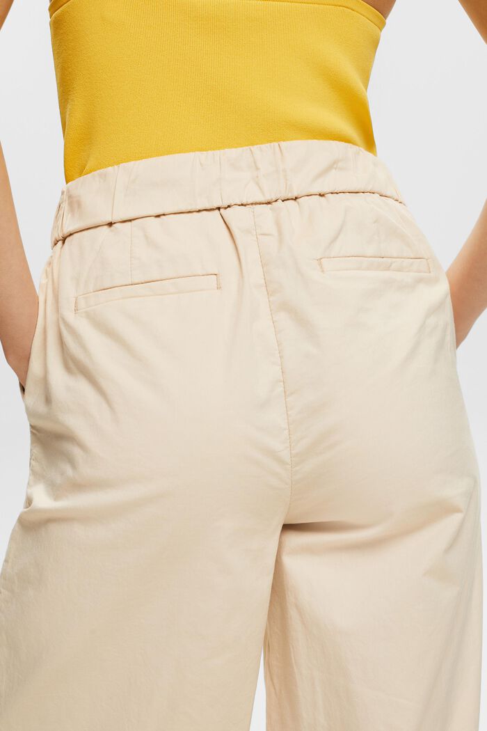 Spodnie z szerokimi nogawkami z popeliny, CREAM BEIGE, detail image number 3
