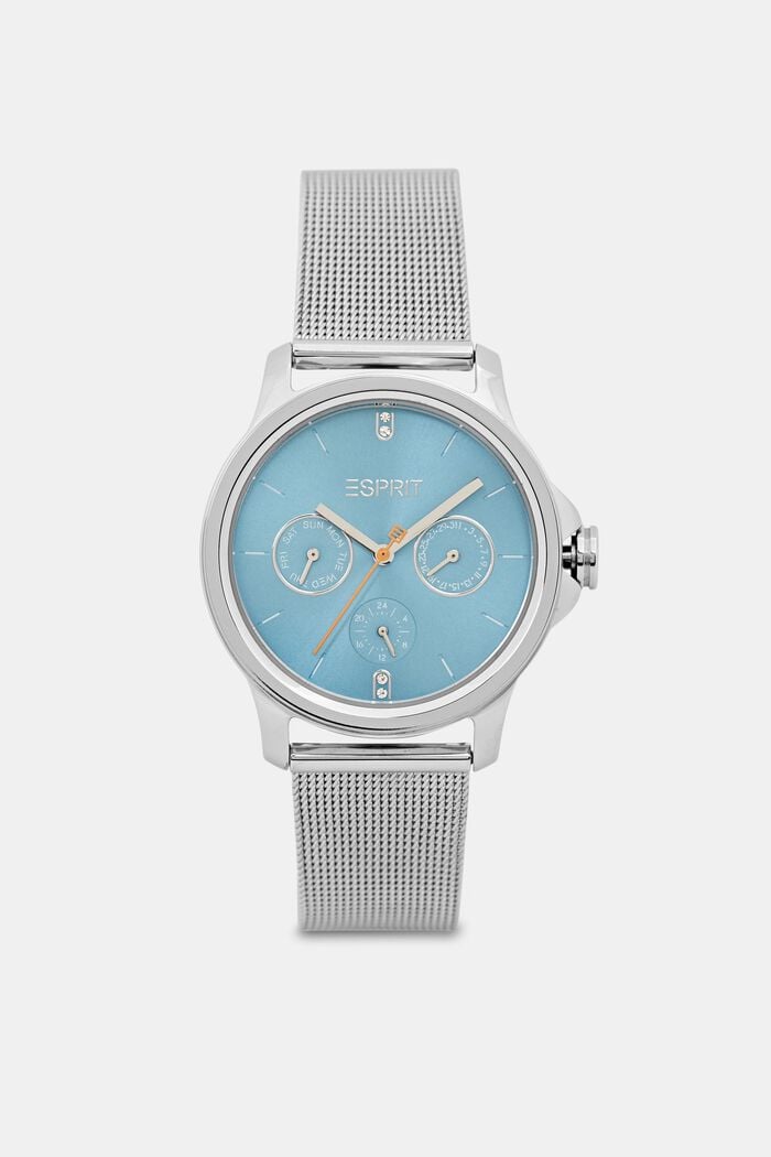 Zegarek wielofunkcyjny z bransoletą z siateczki, SILVER, overview