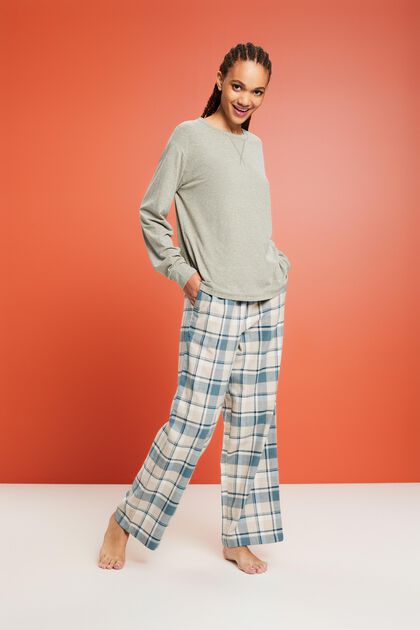 Flanelowe spodnie od piżamy w kratkę
