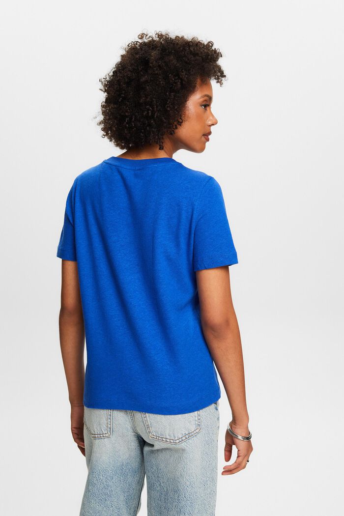 T-shirt z bawełny i lnu, BRIGHT BLUE, detail image number 2