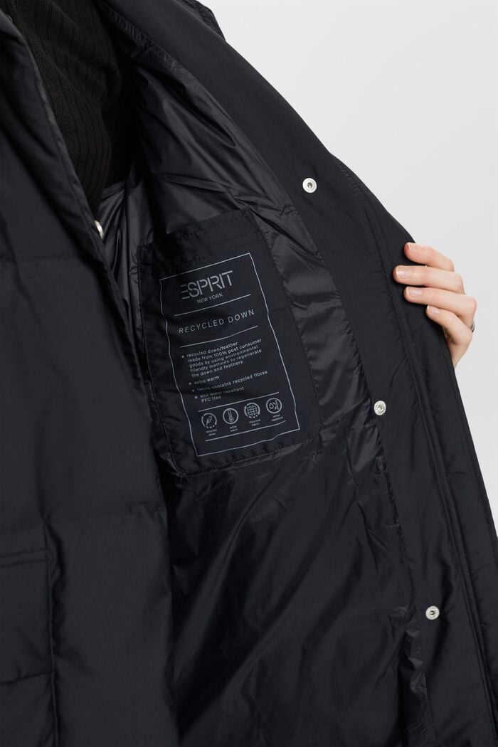 Puchowy płaszcz z kapturem, BLACK, detail image number 4