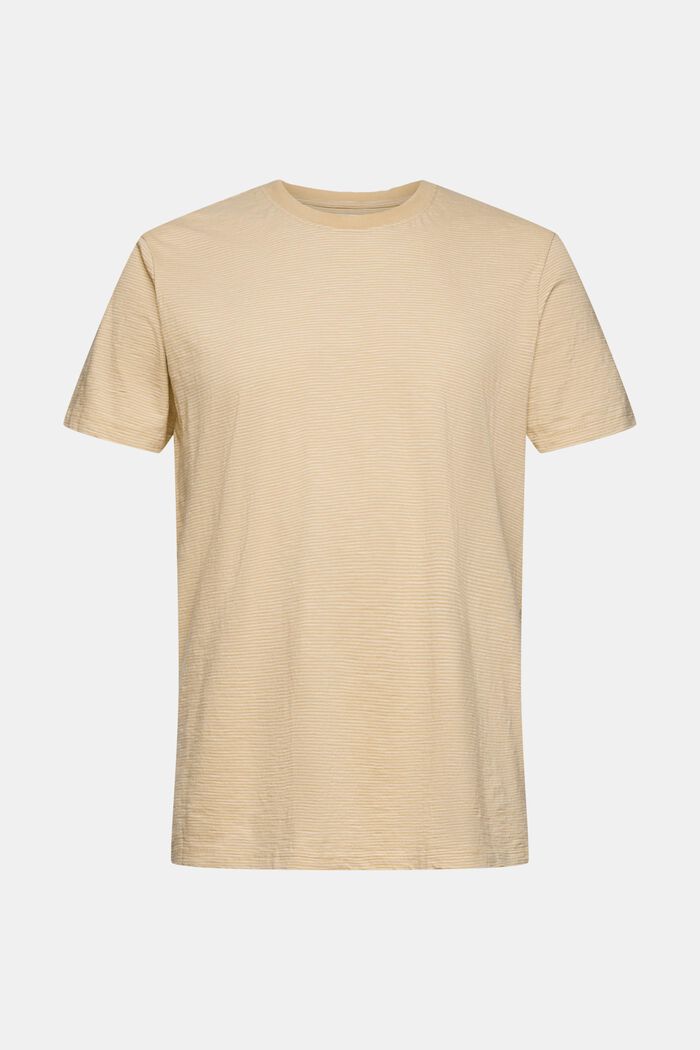 T-shirt z dżerseju w paski, SAND, overview