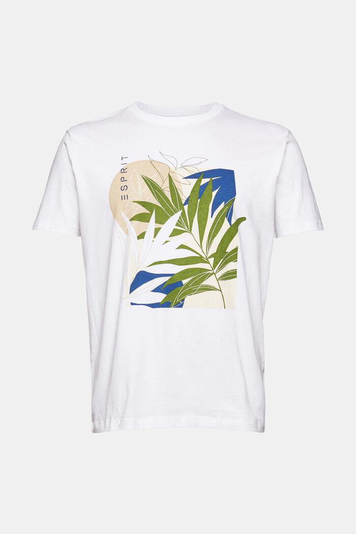 Dżersejowy T-shirt z roślinnym nadrukiem
