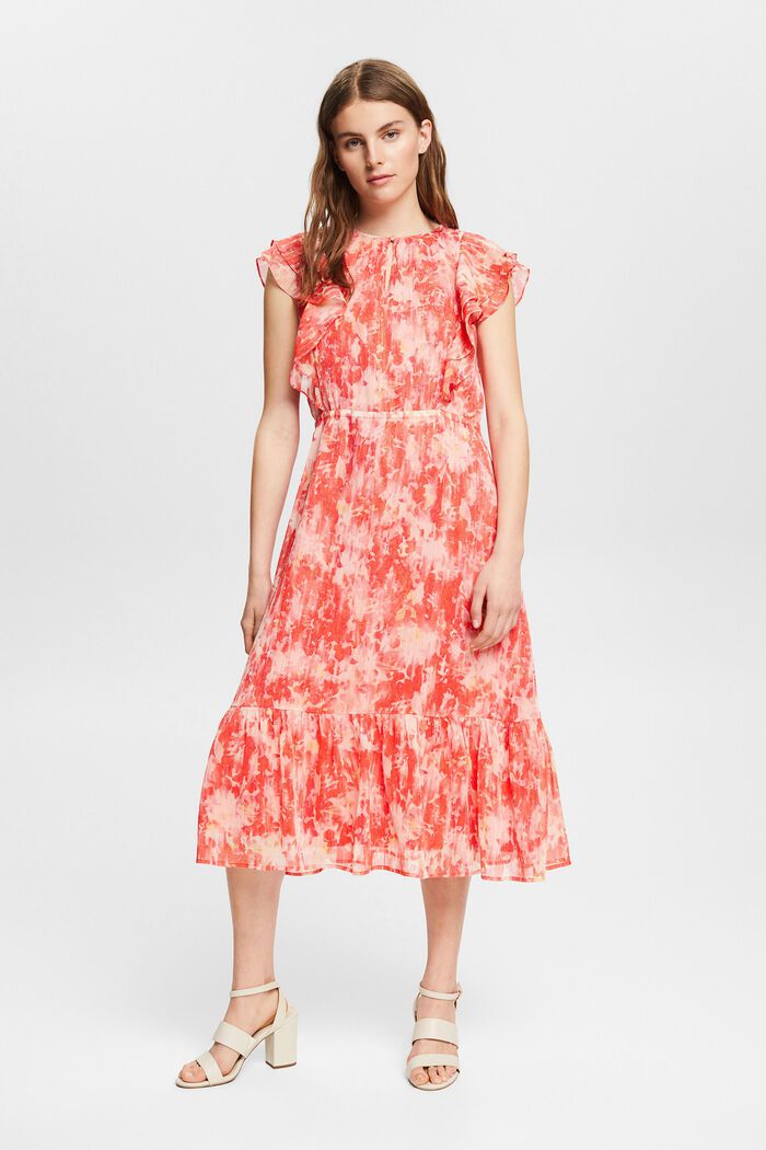 Z recyklingu: szyfonowa sukienka z efektem połysku, RED, detail image number 1