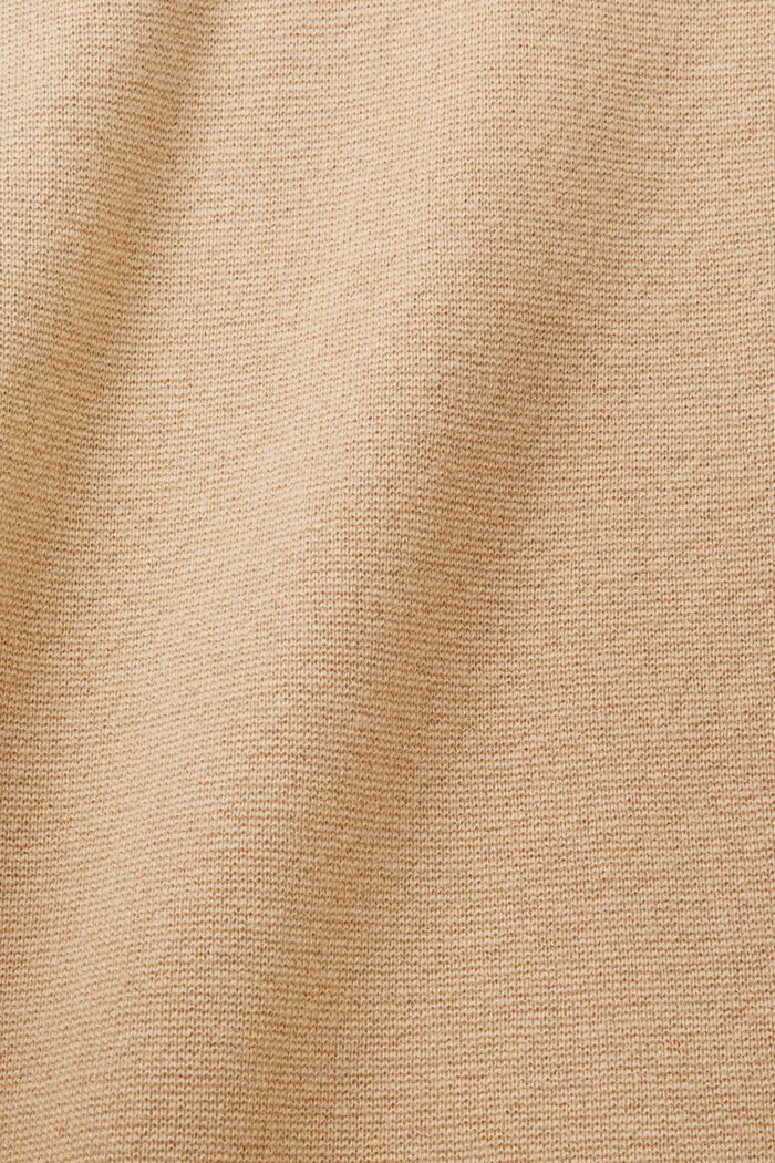 Sweter basic z dekoltem w serek, mieszanka wełniana, SAND, detail image number 4