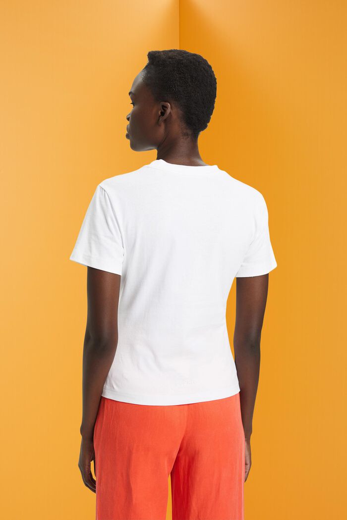 Bawełniany T-shirt z haftowanym sercem, WHITE, detail image number 3