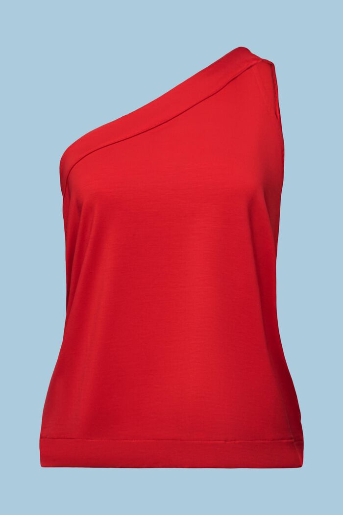 Bluzka z jerseyu na jedno ramię, DARK RED, detail image number 5