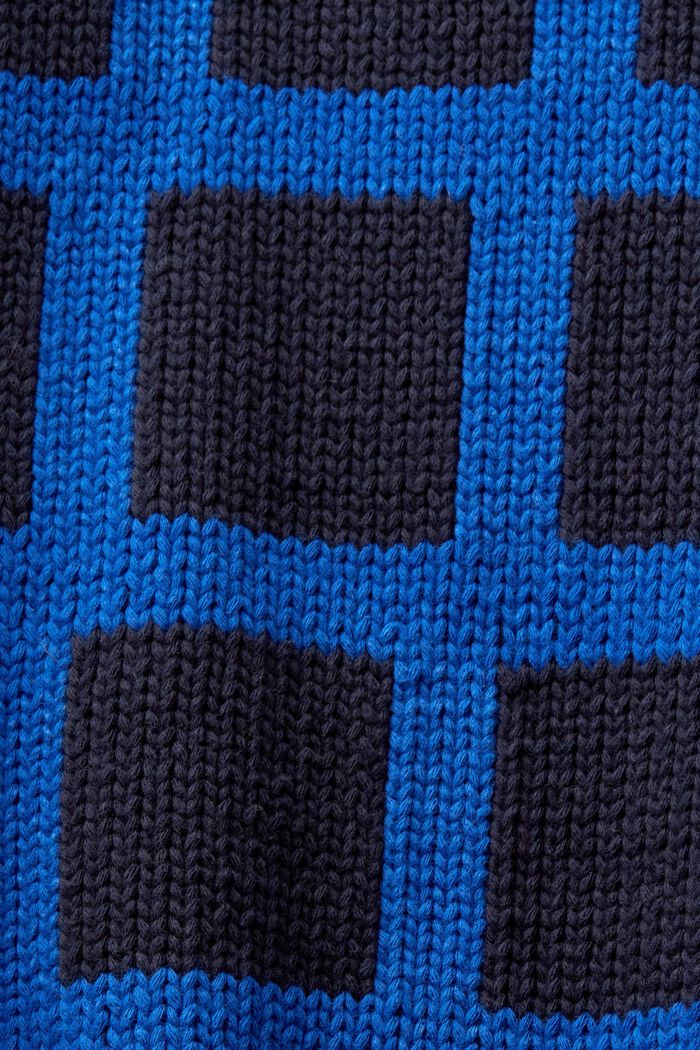 Sweter z logo z w kratkę grubej dzianiny, BRIGHT BLUE, detail image number 5