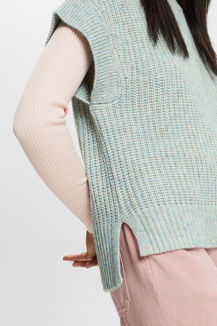 Sweter bez rękawów z prążkowanej dzianiny, DUSTY NUDE, detail image number 2
