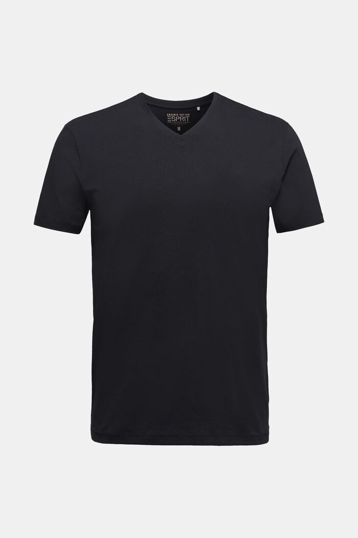 Jerseyowa koszulka z bawełny i streczu, BLACK, overview
