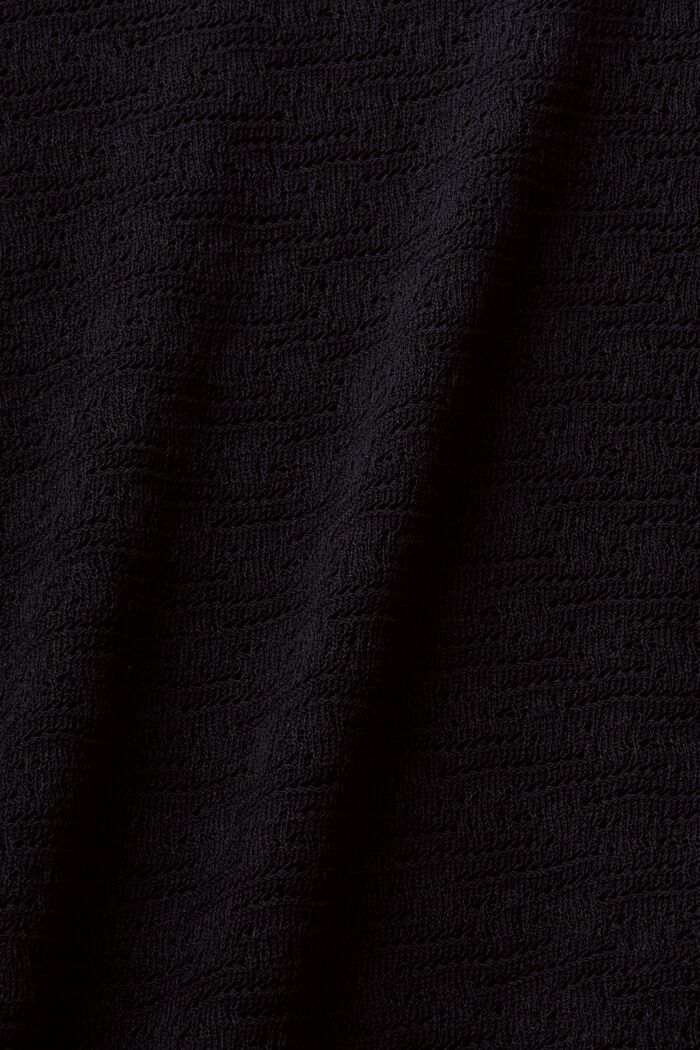 Sweter pointelle z krótkim rękawem, BLACK, detail image number 4