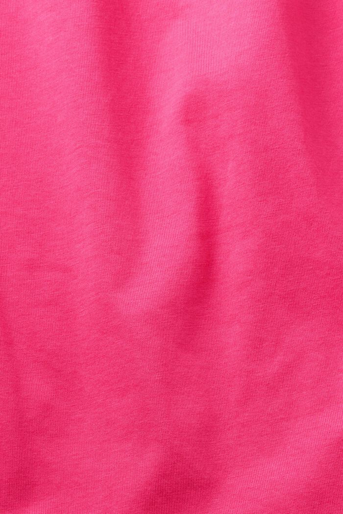 T-shirt z kwiatowym nadrukiem na piersi, PINK FUCHSIA, detail image number 4