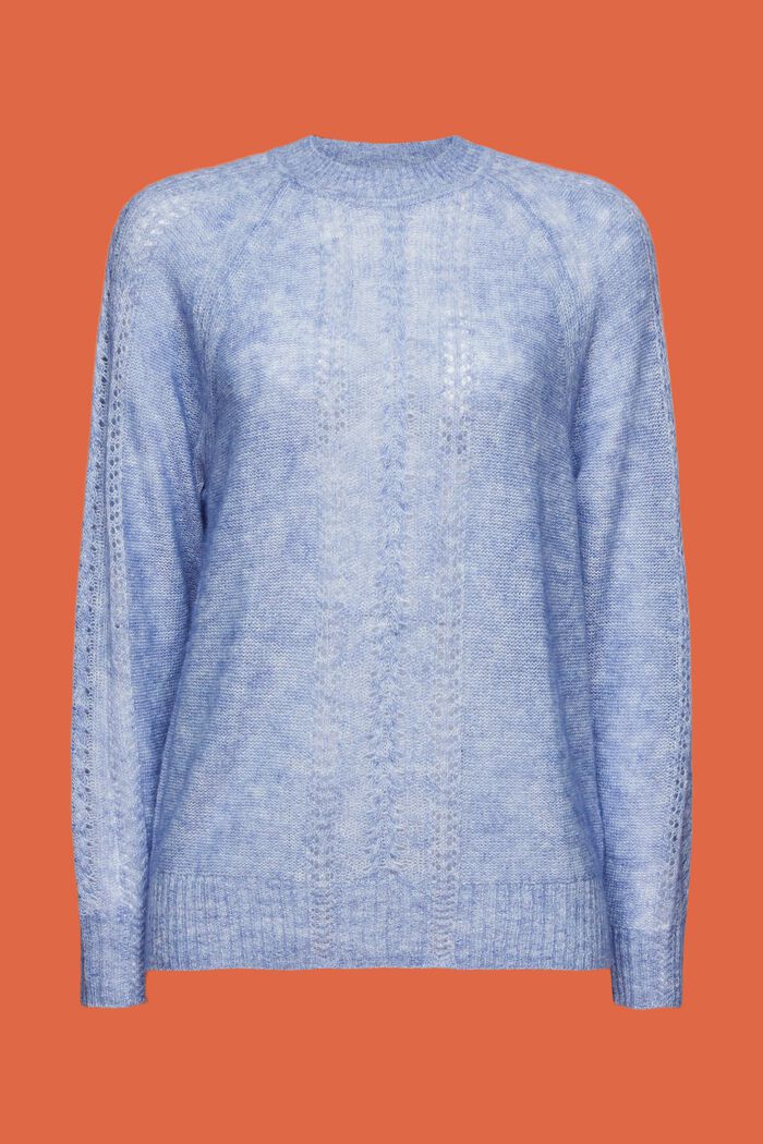 Sweter z dzianiny pointelle z okrągłym dekoltem, BLUE LAVENDER, detail image number 6