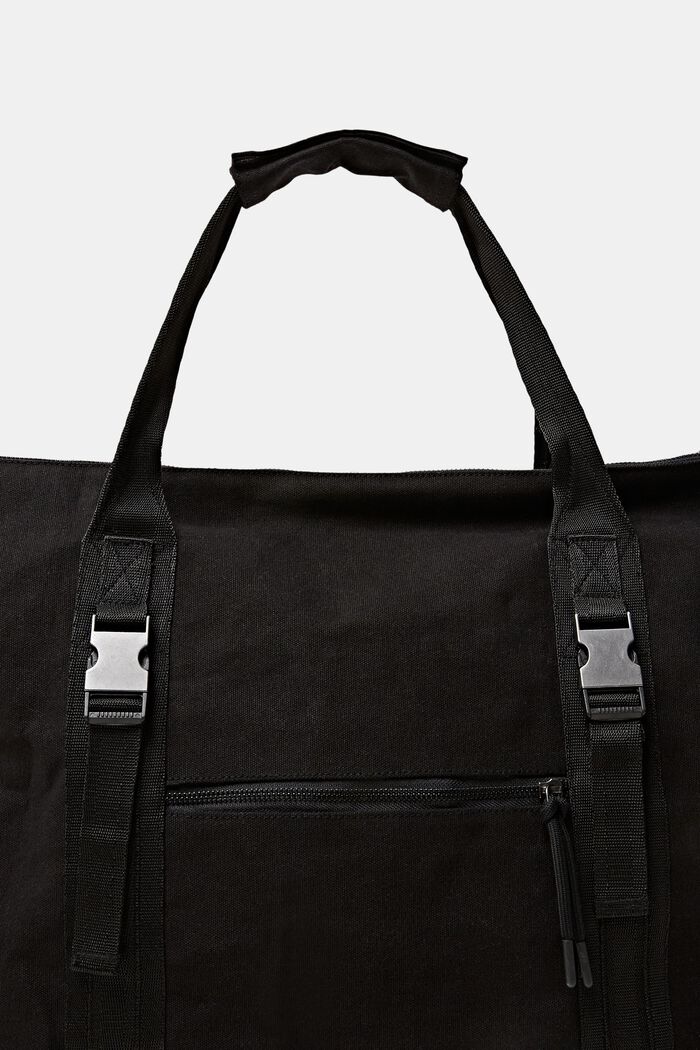 Bawełniana płócienna torba weekendowa, BLACK, detail image number 1