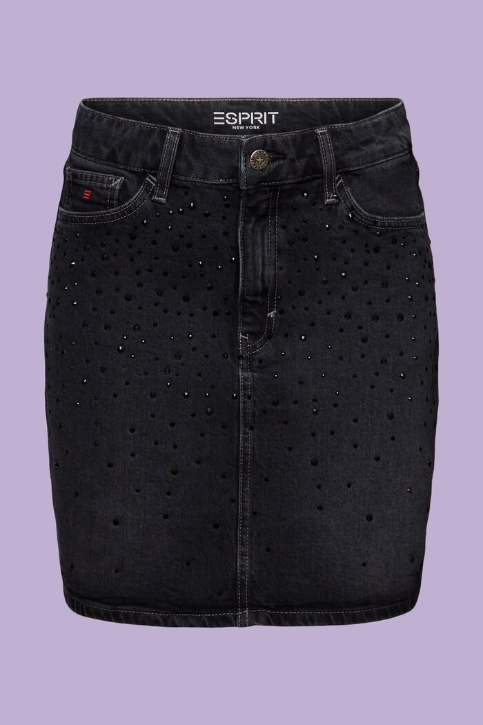 Dżinsowa spódnica mini ze strasem, BLACK DARK WASHED, detail image number 7