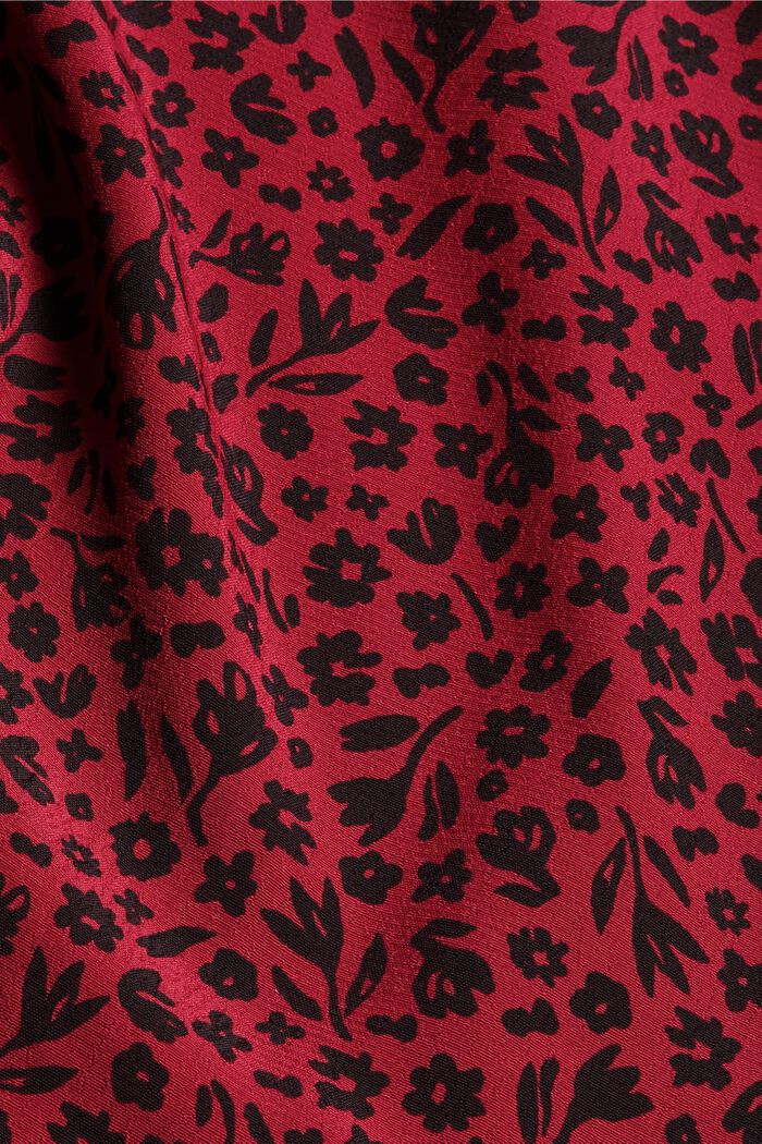Bluzka w kwiaty z falbankami, LENZING™ ECOVERO™, DARK RED, detail image number 4