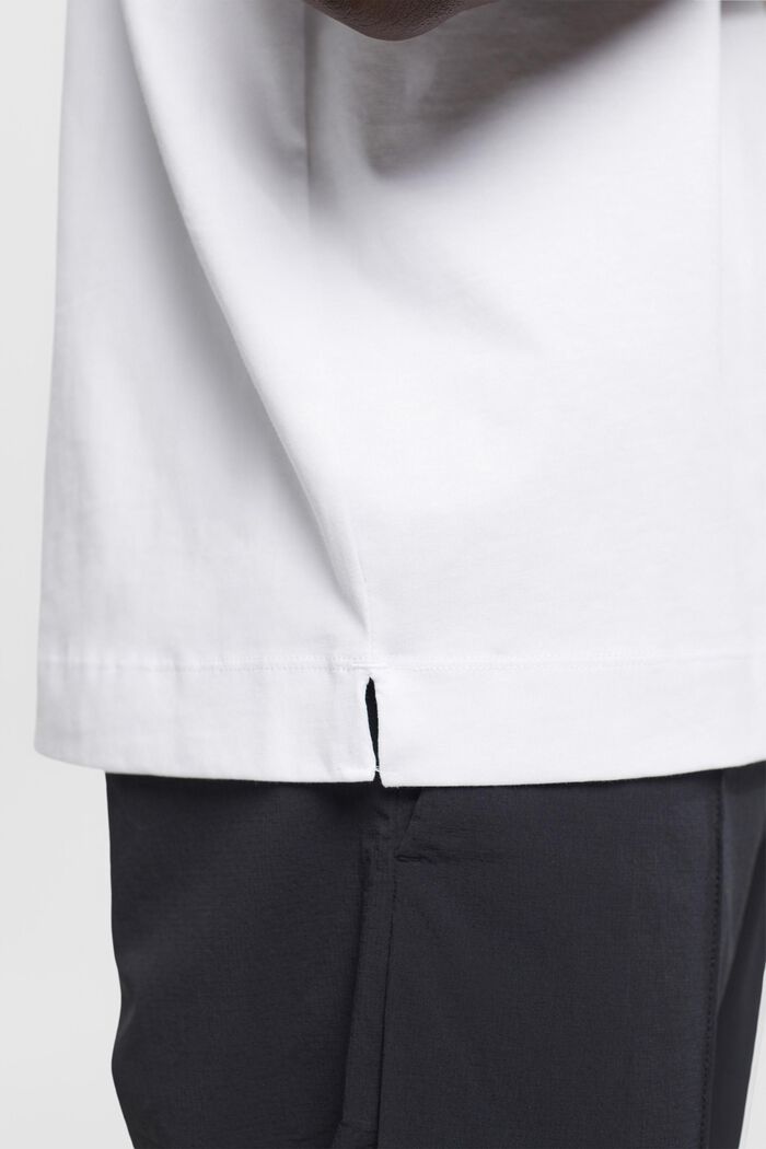 Bawełniany T-shirt z nadrukiem na piersi, WHITE, detail image number 4