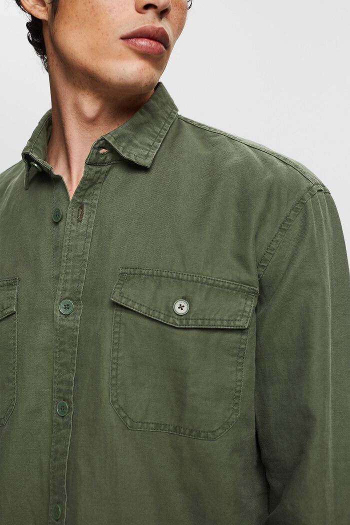Z mieszanki lnianej: koszula oversize, GREEN, detail image number 2
