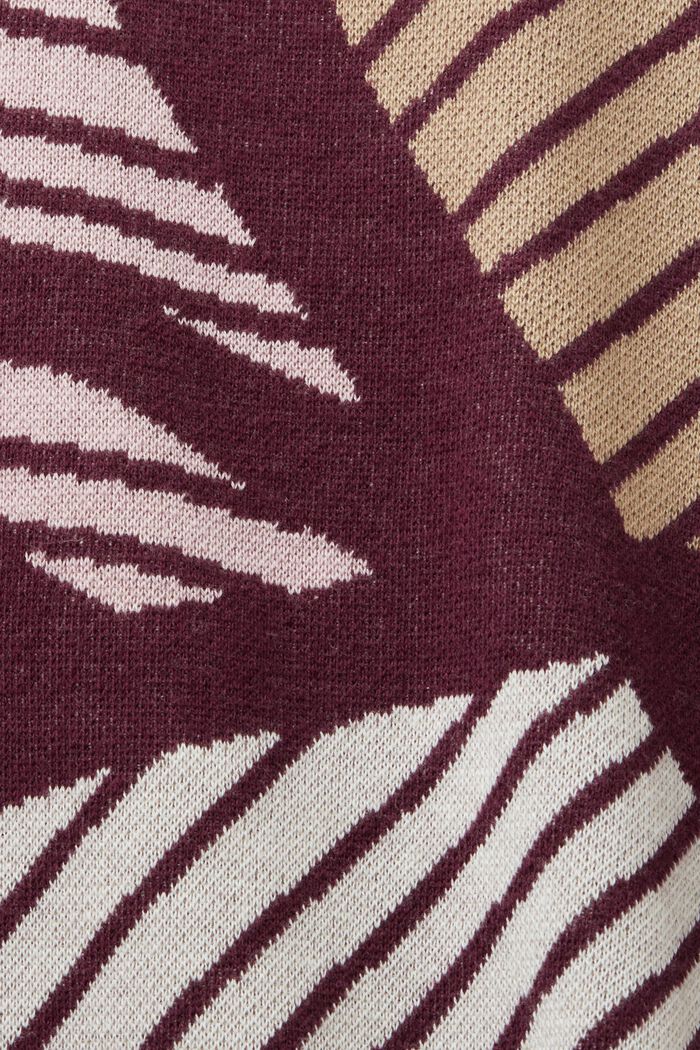 Żakardowy sweter z krótkim rękawem, bawełna ekologiczna, AUBERGINE, detail image number 5