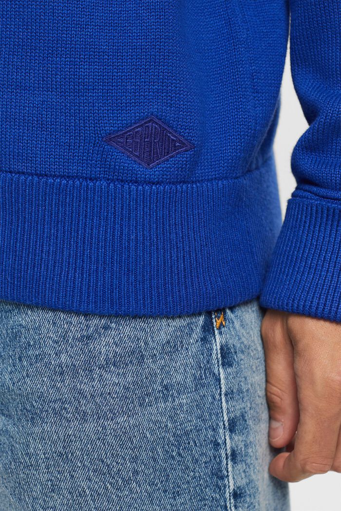 Sweter z okrągłym dekoltem z bawełny, BRIGHT BLUE, detail image number 1