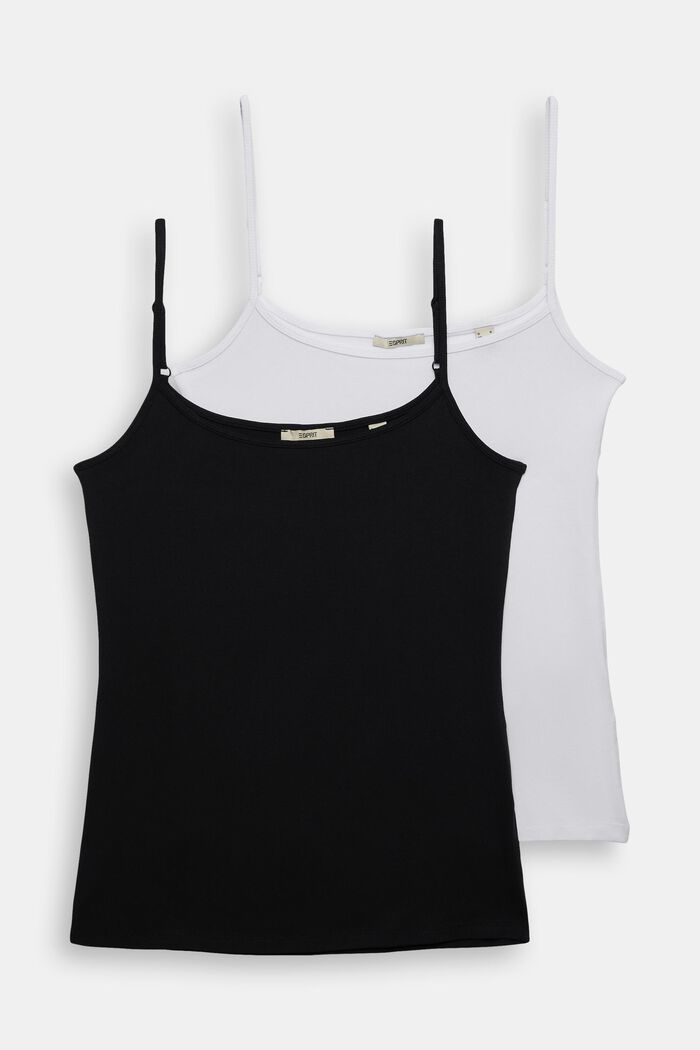 Koszulki na cienkich ramiączkach w 2-paku, WHITE, detail image number 6