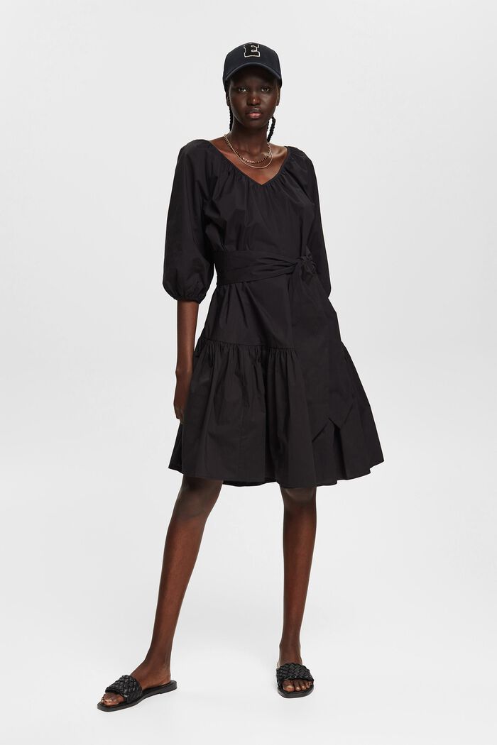 Sukienka z szerokim, wiązanym paskiem w talii, BLACK, detail image number 1