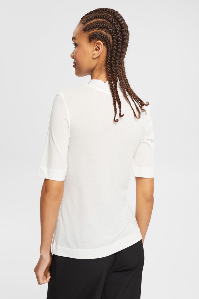 Z włóknem TENCEL™: T-shirt ze stójką, OFF WHITE, detail image number 4