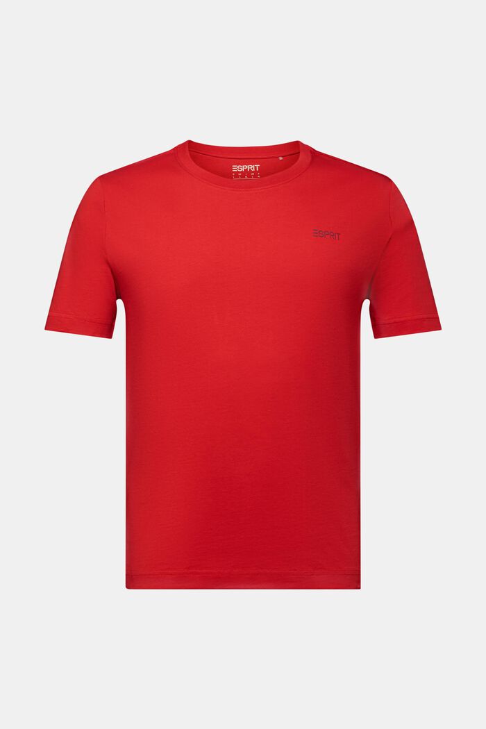 Logowany T-shirt z bawełnianego dżerseju, DARK RED, detail image number 6