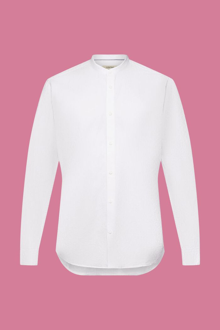 Fakturowana koszulka o fasonie slim fit ze stójką, WHITE, detail image number 6