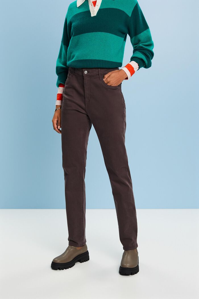 Spodnie z diagonalu, fason slim fit, DARK GREY, detail image number 0