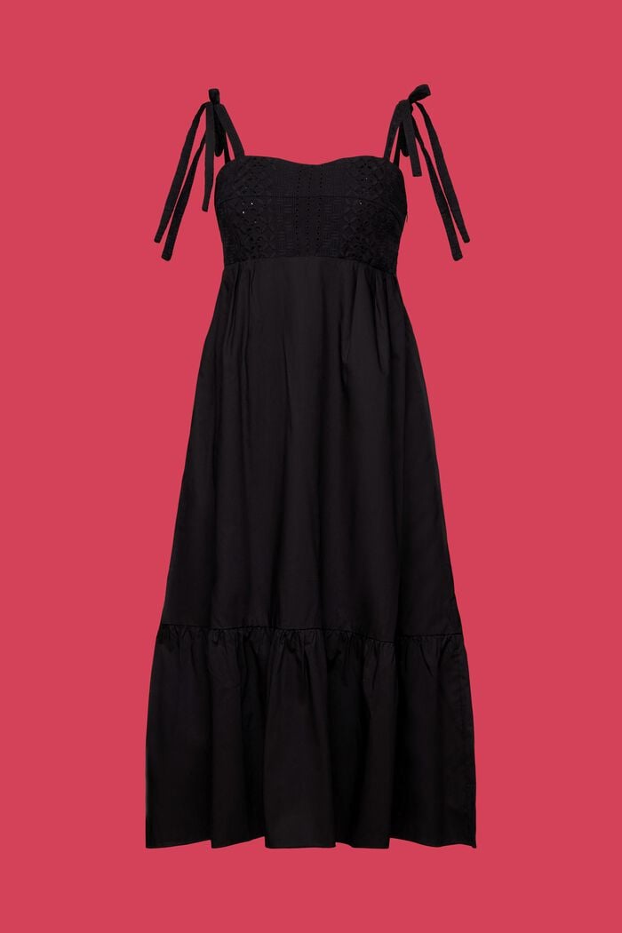 Sukienka midi z haftem, LENZING™ ECOVERO™, BLACK, detail image number 5