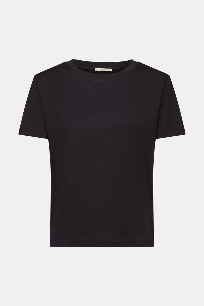 Bawełniany T-shirt z okrągłym dekoltem, BLACK, detail image number 6