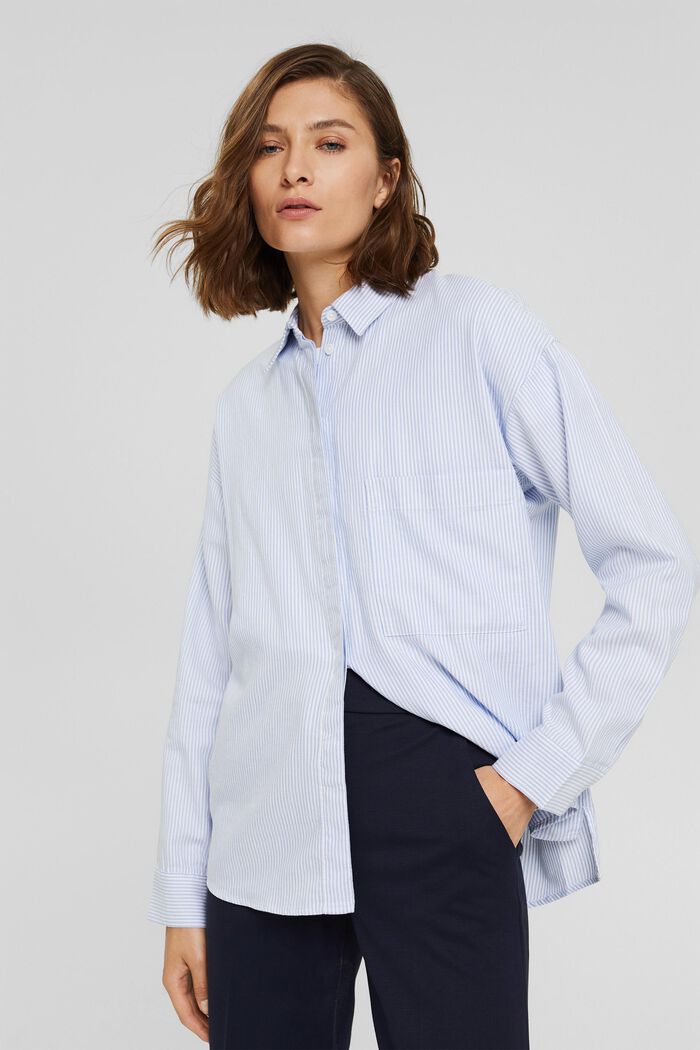 Bluzka koszulowa w 100% z bawełny organicznej, PASTEL BLUE, detail image number 0