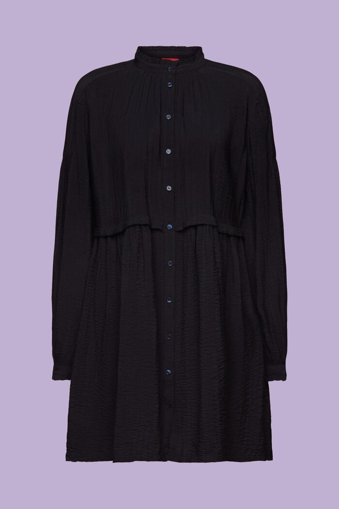 Fakturowana sukienka mini z marszczeniami, BLACK, detail image number 6