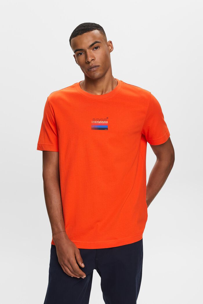 T-shirt z dżerseju z nadrukiem, 100% bawełna, BRIGHT ORANGE, detail image number 0