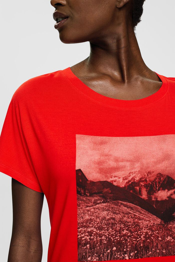 T-shirt z nadrukiem, LENZING™ ECOVERO™, RED, detail image number 0