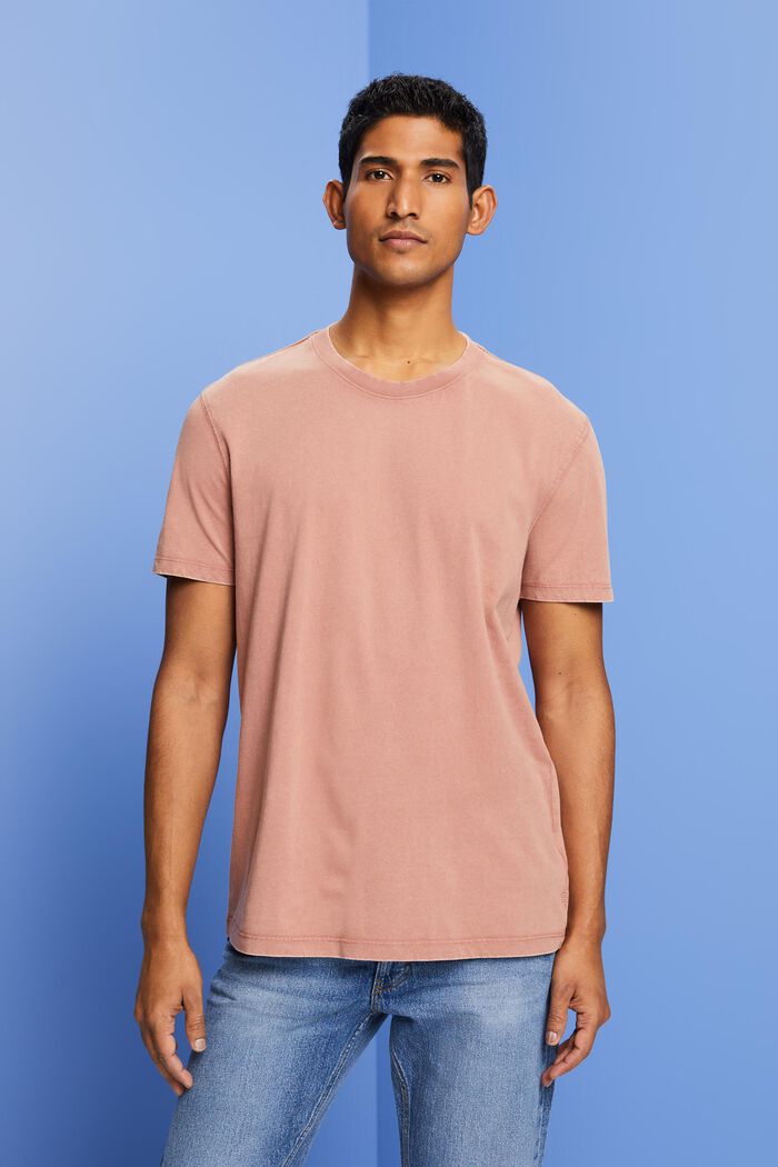 Farbowany po uszyciu T-shirt z jerseyu, 100% bawełna, DARK OLD PINK, detail image number 0
