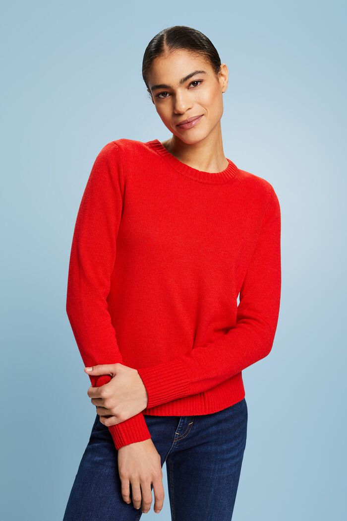 Sweter z okrągłym dekoltem, RED, detail image number 0