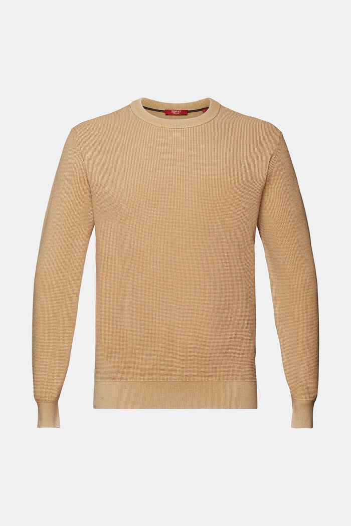 Sweter basic z okrągłym dekoltem, 100% bawełny, BEIGE, detail image number 5