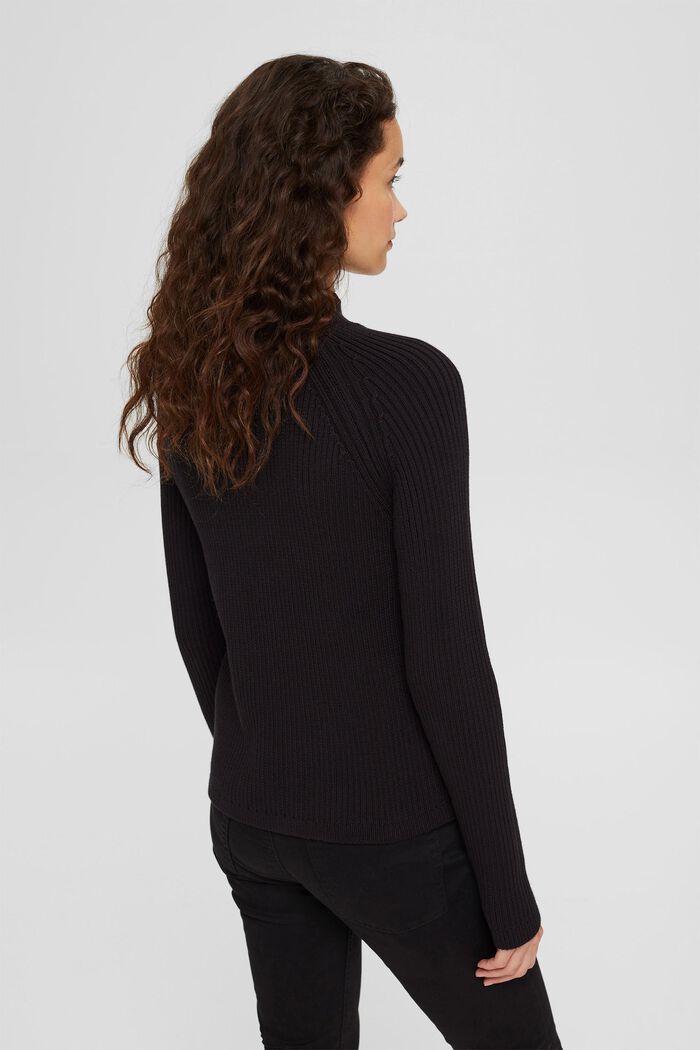 Sweter z dzianiny w prążki, 100% bawełny ekologicznej, BLACK, detail image number 3