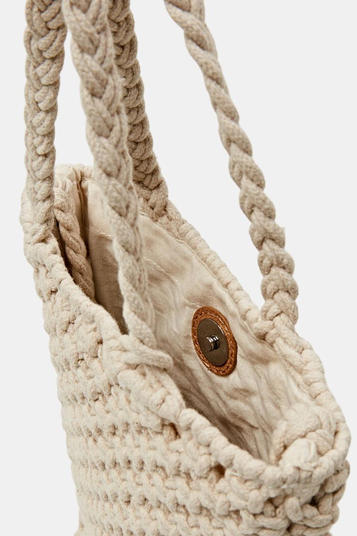 Mini torebka tote szydełkowa, 100% bawełna, OFF WHITE, detail image number 1