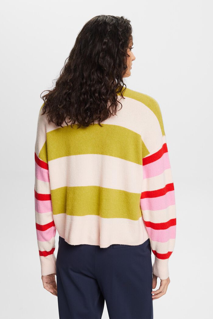 Sweter w paski z mieszanki wełnianej, LIGHT PINK, detail image number 2