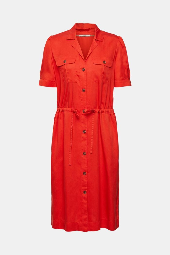 Sukienka ściągana sznurkiem, TENCEL™, ORANGE RED, overview