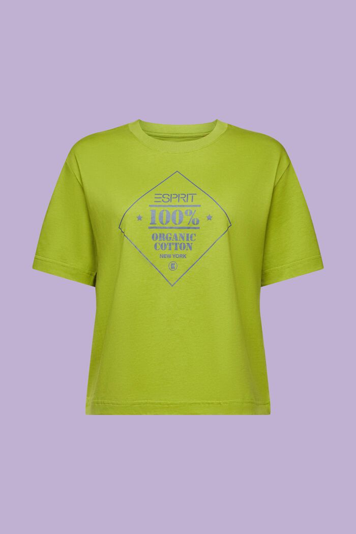 T-shirt z nadrukiem z bawełny organicznej, LEAF GREEN, detail image number 6