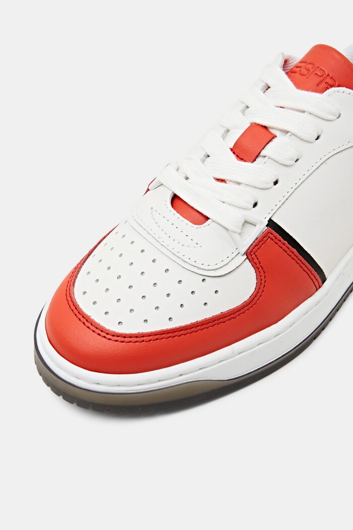 Sznurowane sneakersy ze skóry, CORAL RED, detail image number 3