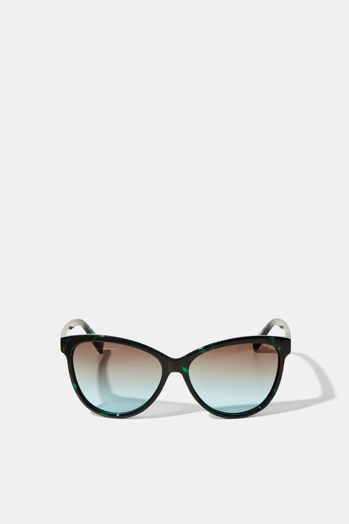 Okulary przeciwsłoneczne typu cat-eye w szylkretowym stylu, GREEN, detail image number 0